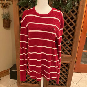 American Outfitters Vintage Fit Red Striped Waffle Knit Long Sleeve Top Men’s XL